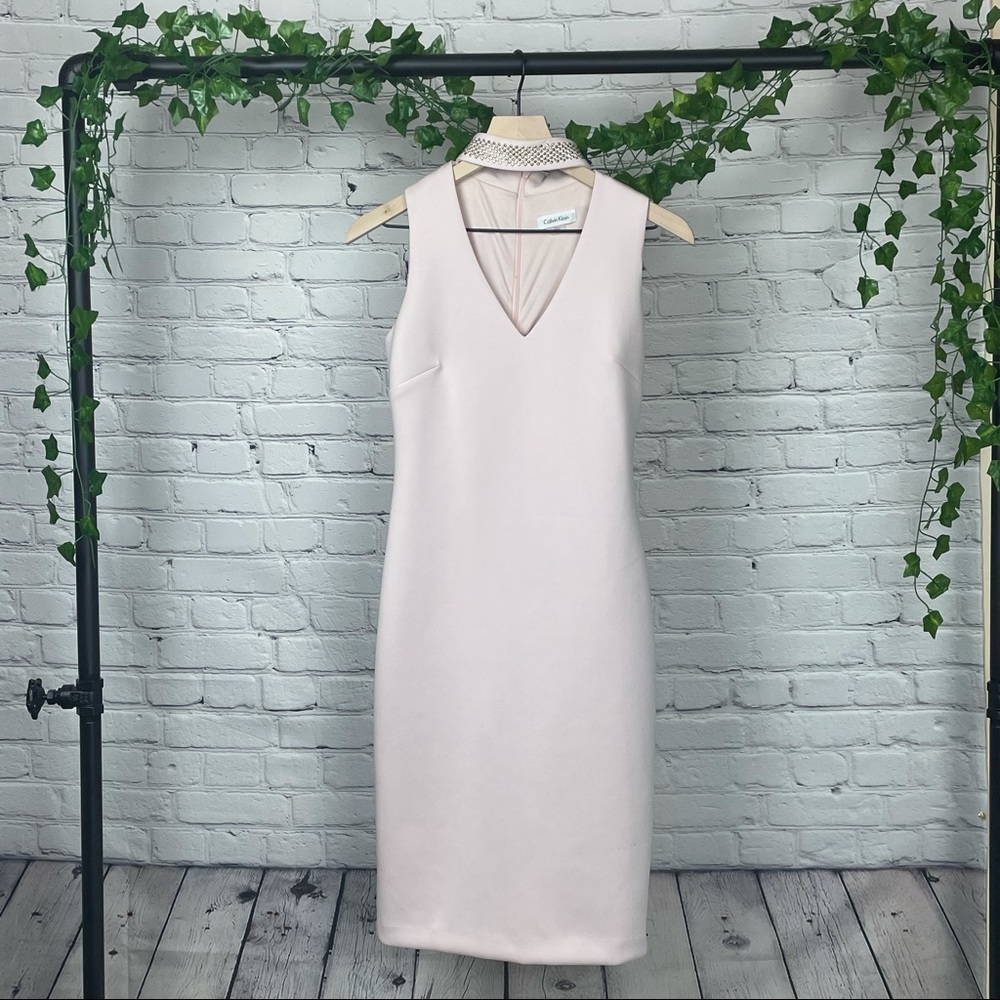 Calvin Klein Embellished choker cut out Dress